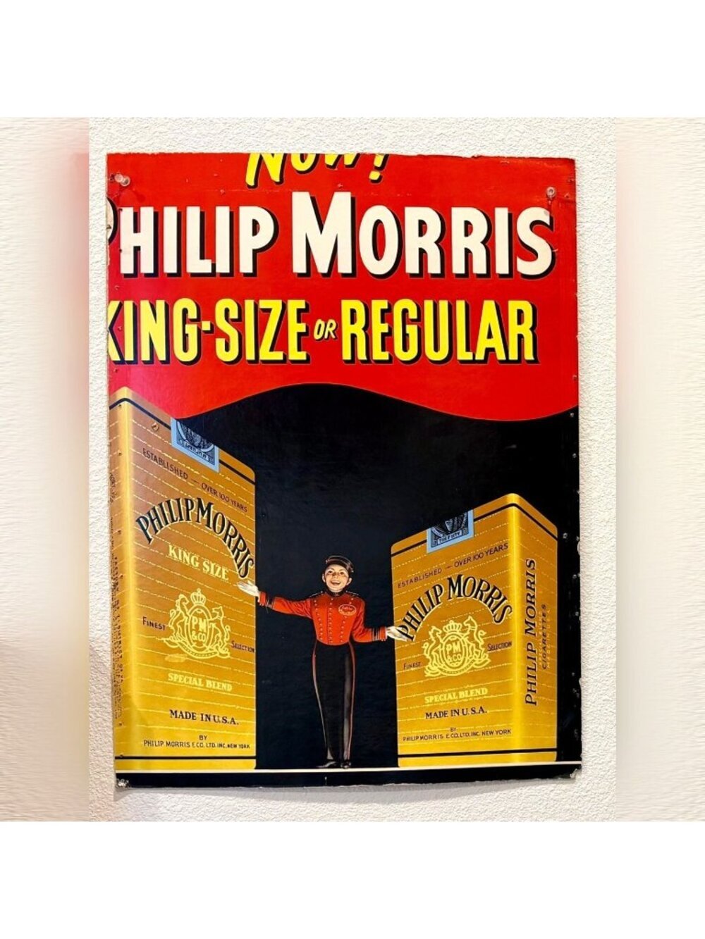 Vintage Philip Morris Cigarette Advertising Sign Johnny Bellhop